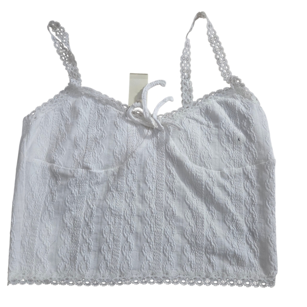 Aeropostale white lace crop top camisole with adjustable straps L. NWT.
